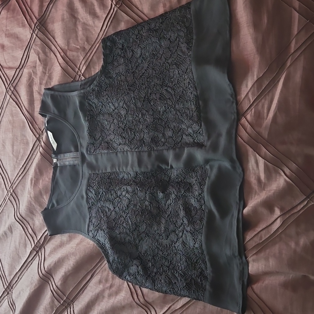 Reitman's black lace top with zipper detail. Women's XL